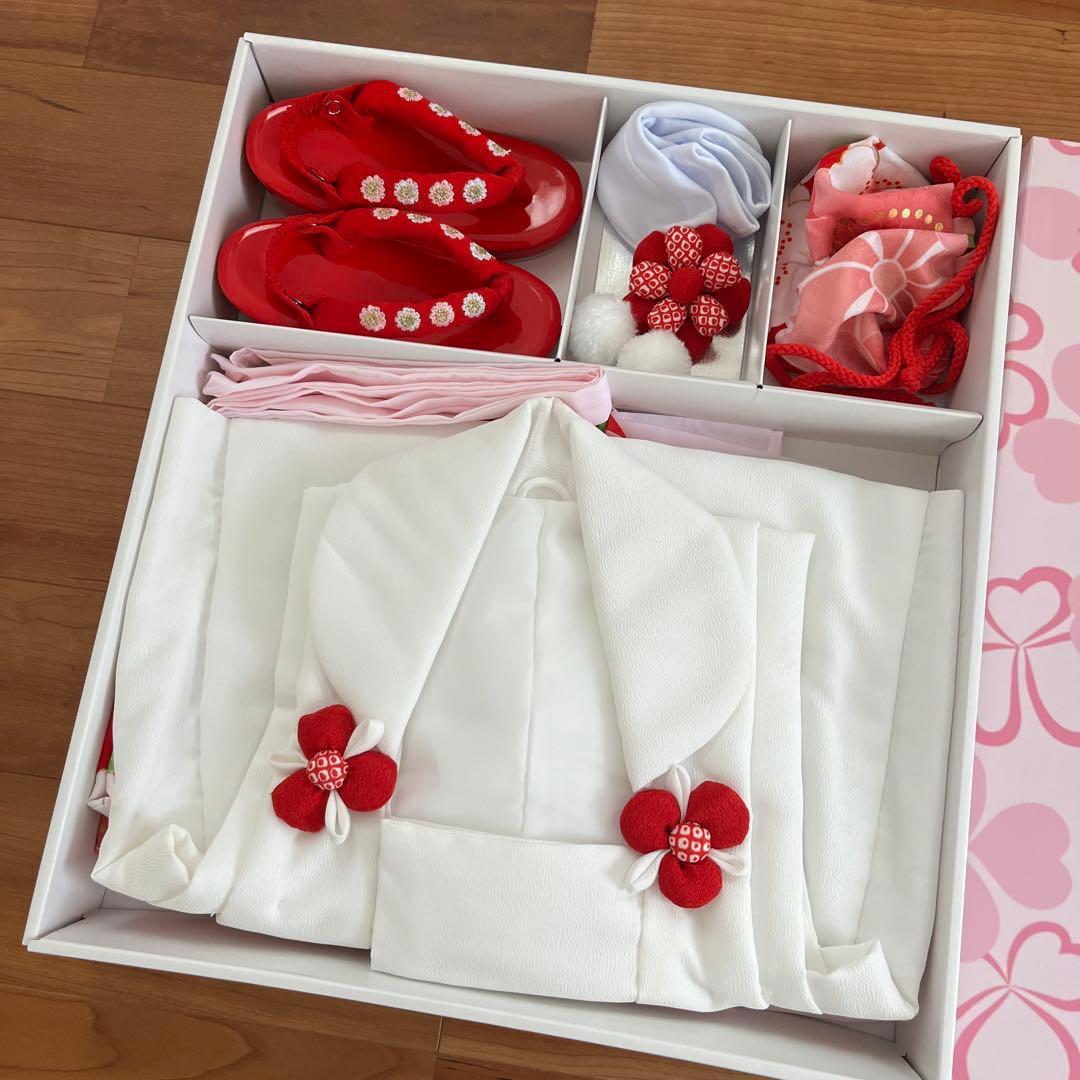 七五三 着物 3歳 女の子 被布セット 京都花ひめ 赤地着物