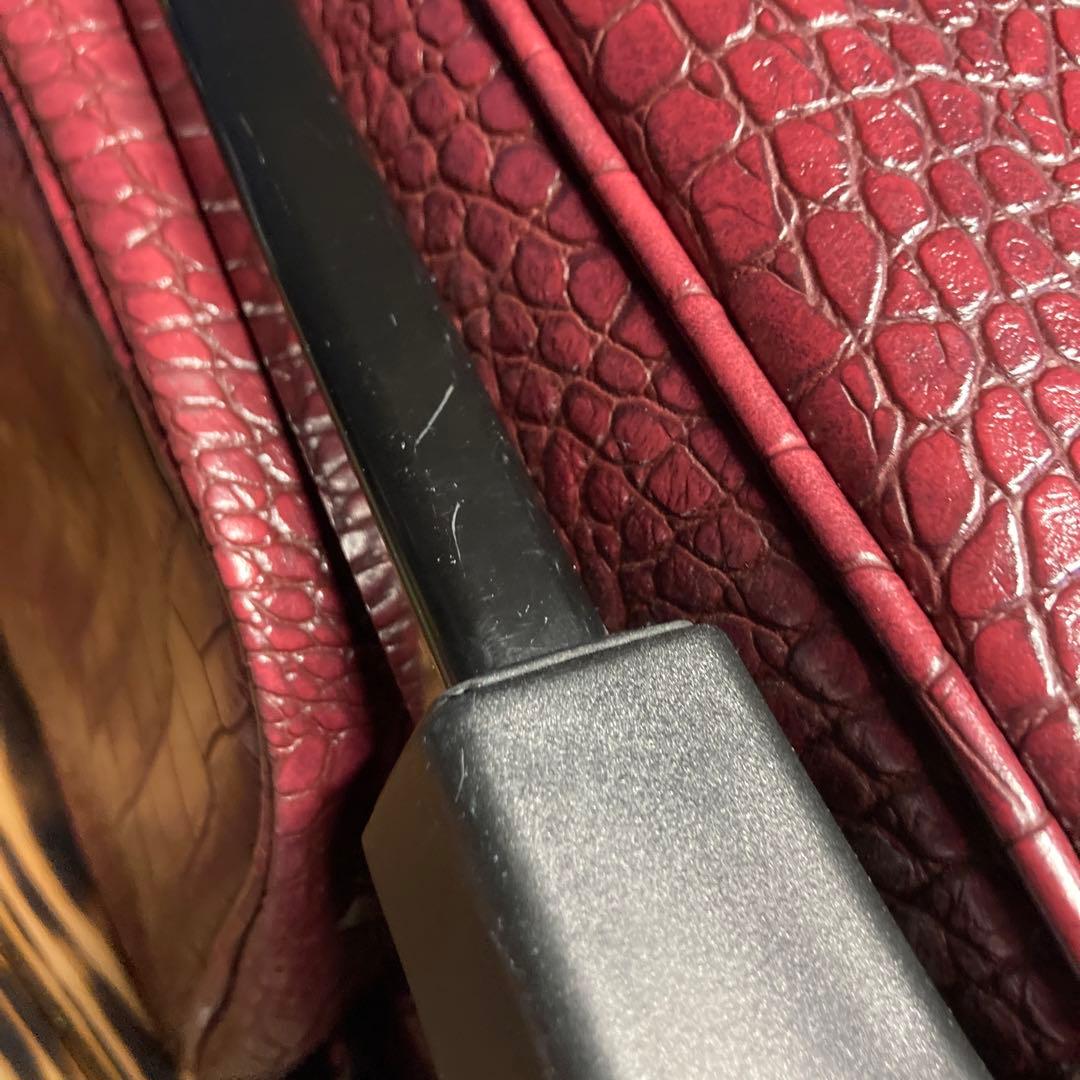 ✳️ SWANY スワニー キャリーバッグ クロコ 型押し 2way レッド