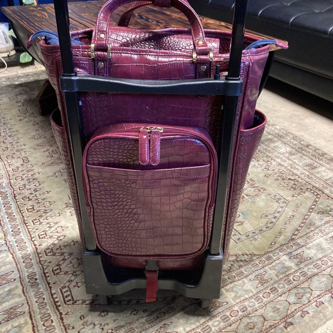 ✳️ SWANY スワニー キャリーバッグ クロコ 型押し 2way レッド