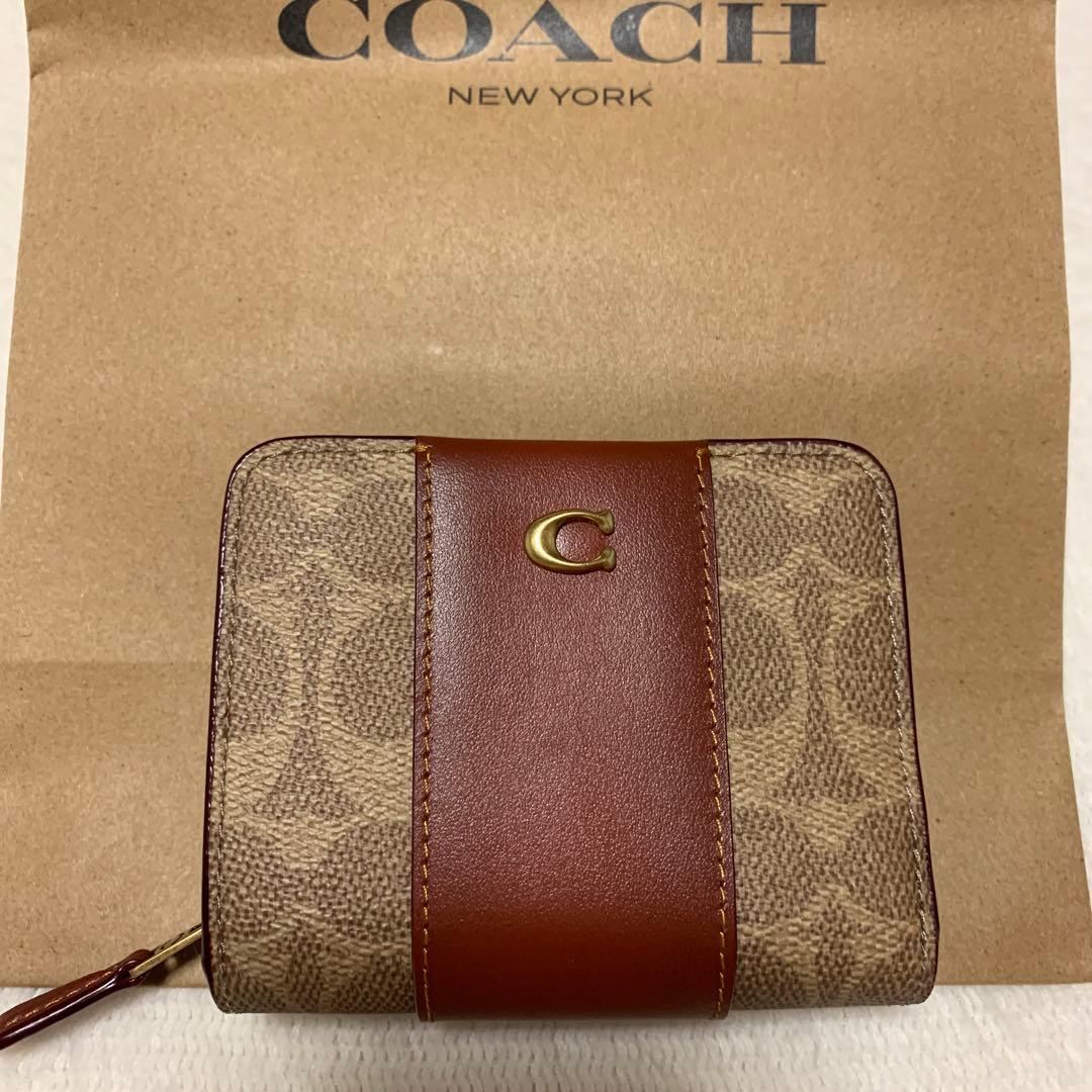 COACH コーチ　新品未使用　二つ折り　財布　シグネチャー　ブラウン