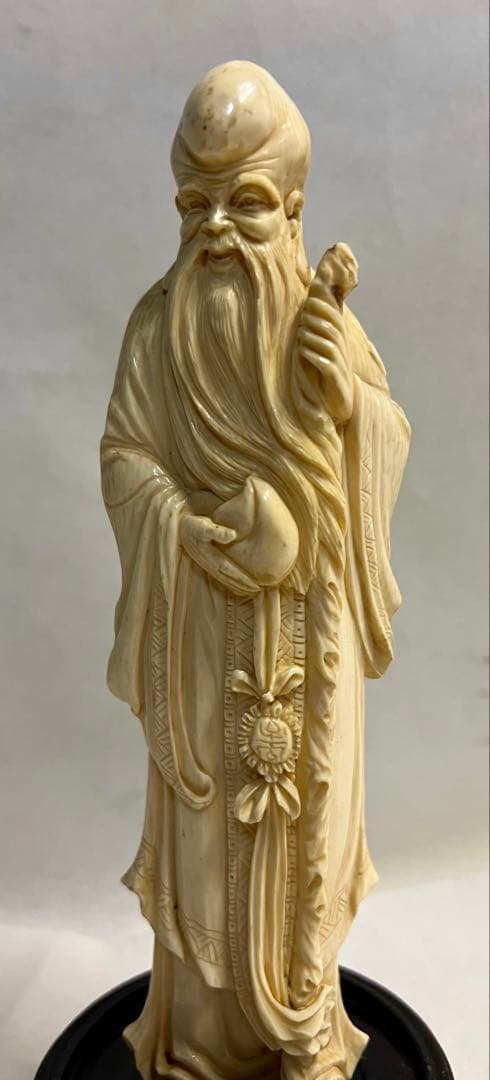 象牙風 寿老人 人物 繊細彫刻 置き物