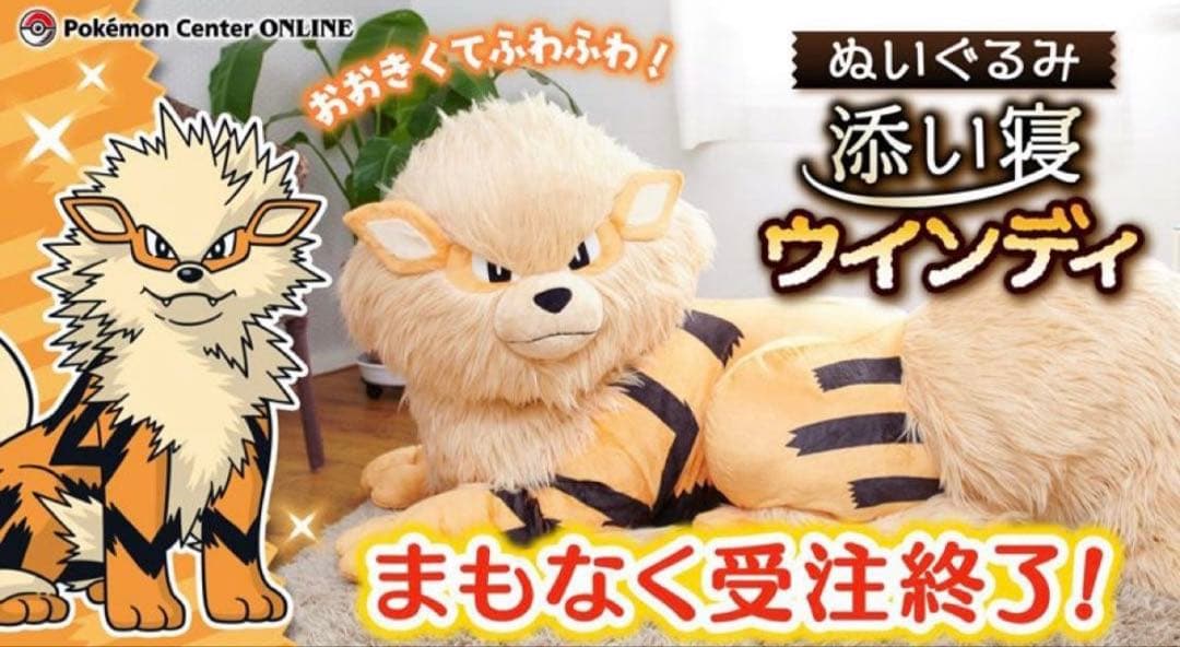 【極美品タグ付き・希少】添い寝 ウインディ ぬいぐるみ ポケモンセンターポケモン