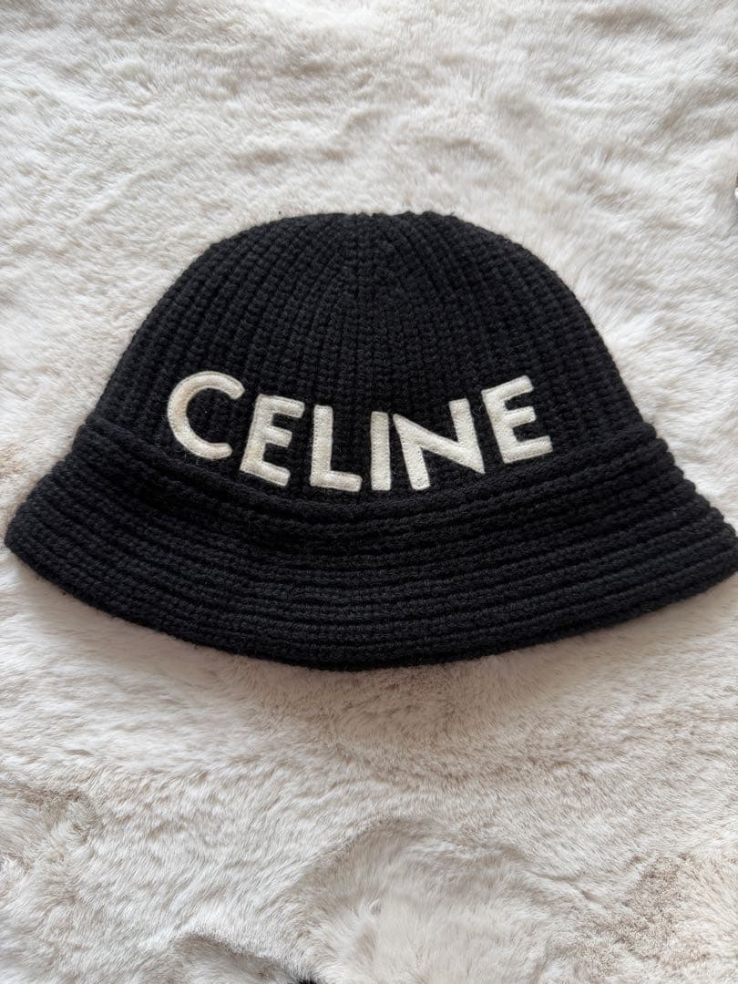CELINE ブラック ニットバケットハット