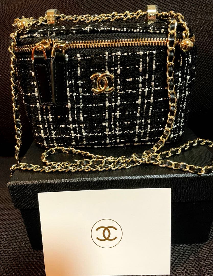 CHANEL シャネル ツイードバニティチェーン ショルダーバッグ