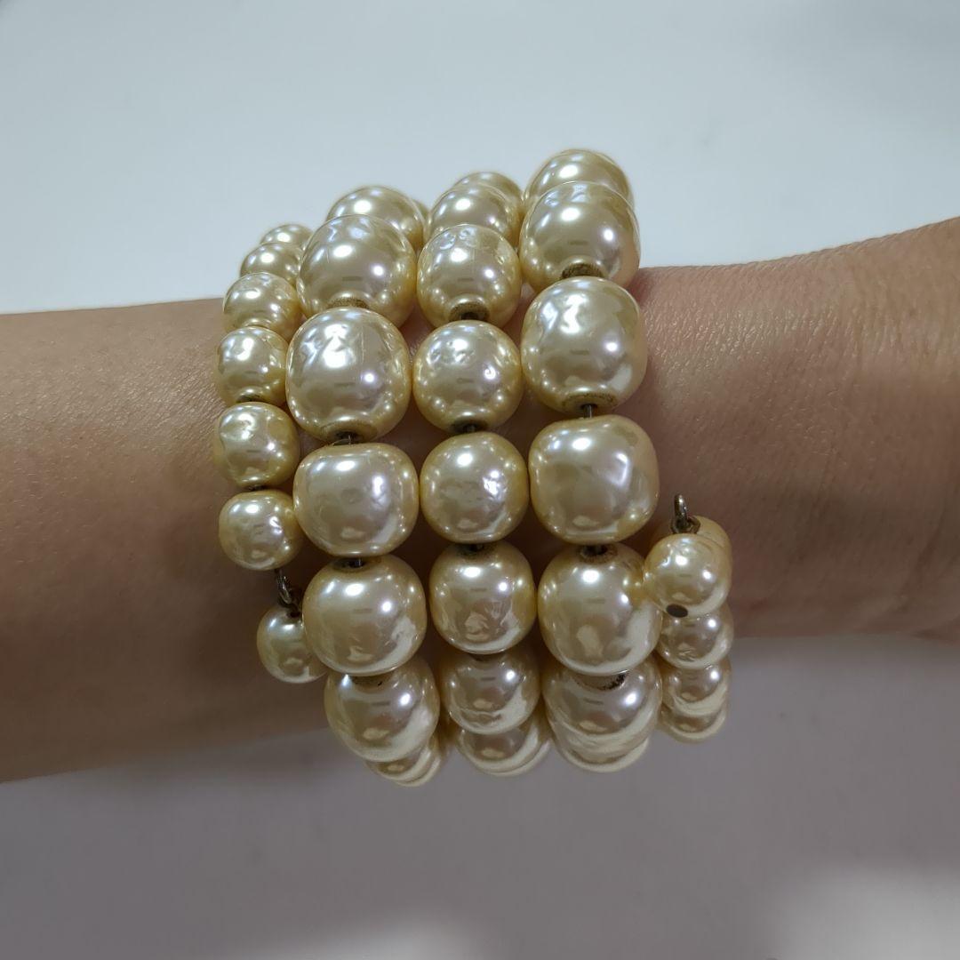 【美品希少】ミリアムハスケル初期ヴィンテージ4連パールクラスターブレスレット