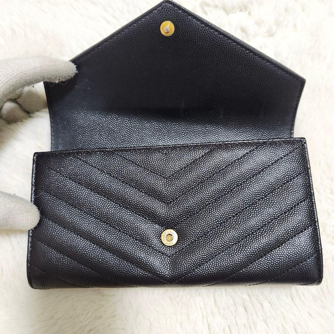✨未使用級✨サンローラン　長財布　二つ折り　カサンドラ　キャビアスキン　ブラック