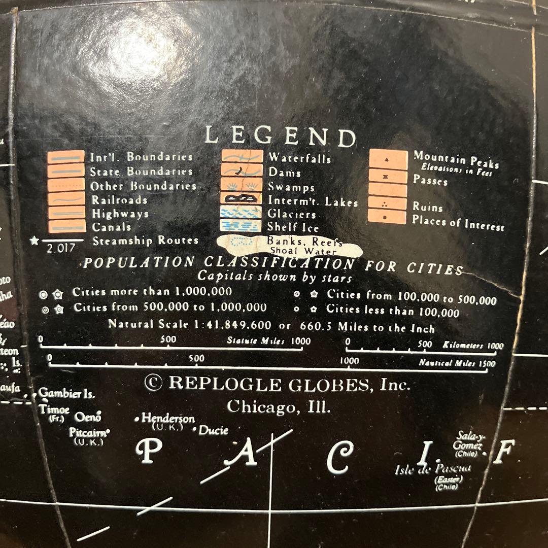 【ビンテージ】ブラックオーシャン地球儀 アメリカ買付品60年代70年代