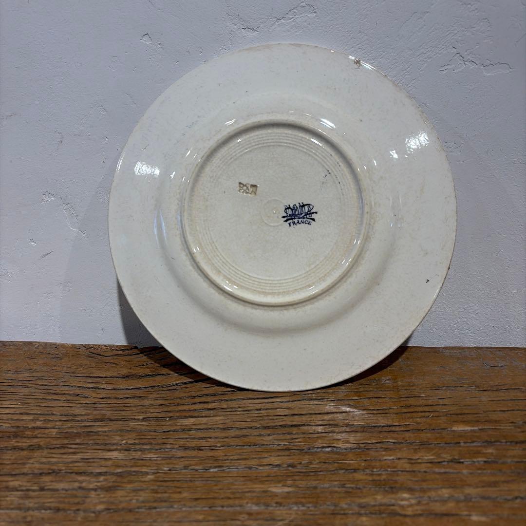 フランスアンティーク　リュネヴィル窯ロレーヌ十字　リムプレート　平皿