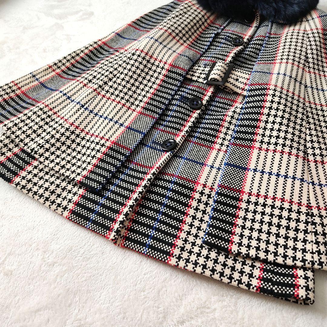 美品✨ロイスクレヨン ポンチョ　ケープコート チェック柄