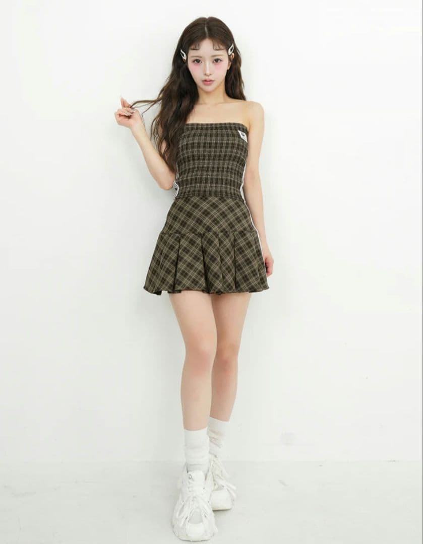 リメイクライクチェックベアトップ　ミニスカート
