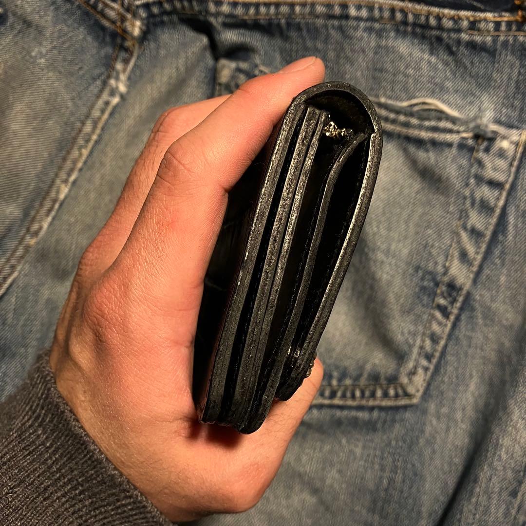 お札が折れない！ミドルトラッカーウォレット クロスボールコンチョ シルバー925