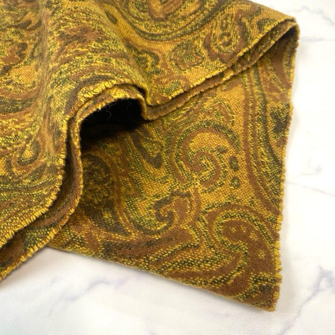 ETRO エトロ ペイズリー柄マフラー キャメルブラウン ランボスウール