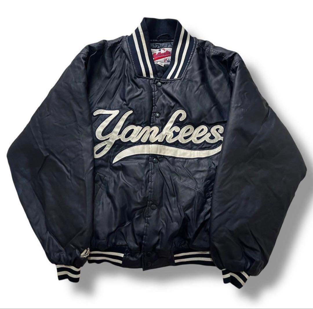 90s MLB ヤンキース 中綿 ナイロンスタジャン 古着 中綿 ヴィンテージ