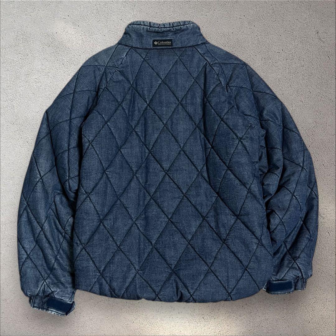 Columbia puffer jacket デニム　キルティング　ダイヤ