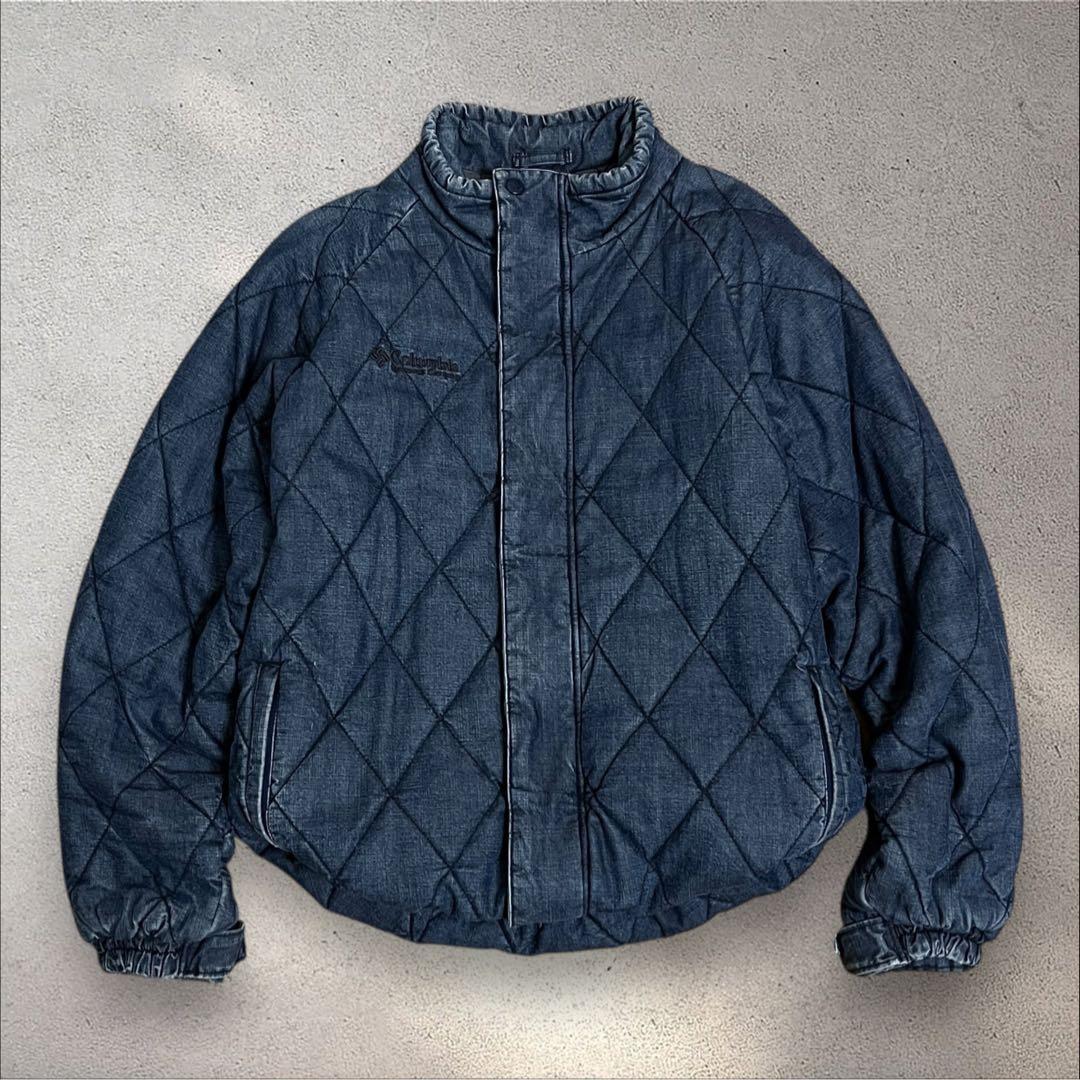 Columbia puffer jacket デニム　キルティング　ダイヤ