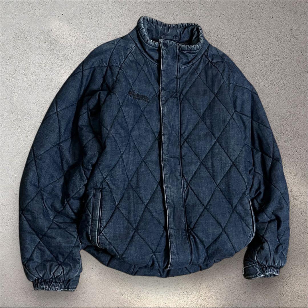 Columbia puffer jacket デニム　キルティング　ダイヤ