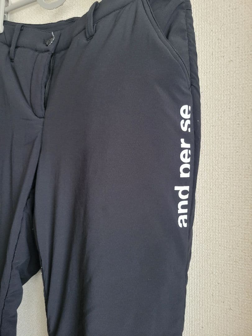 and per se 中綿入り　ブラックレディースパンツLL