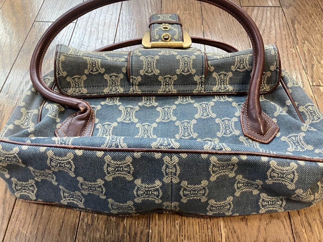 稀少 ヴィンテージ CELINEパリマカダムデニムハンドバッグ キャンバスレザー