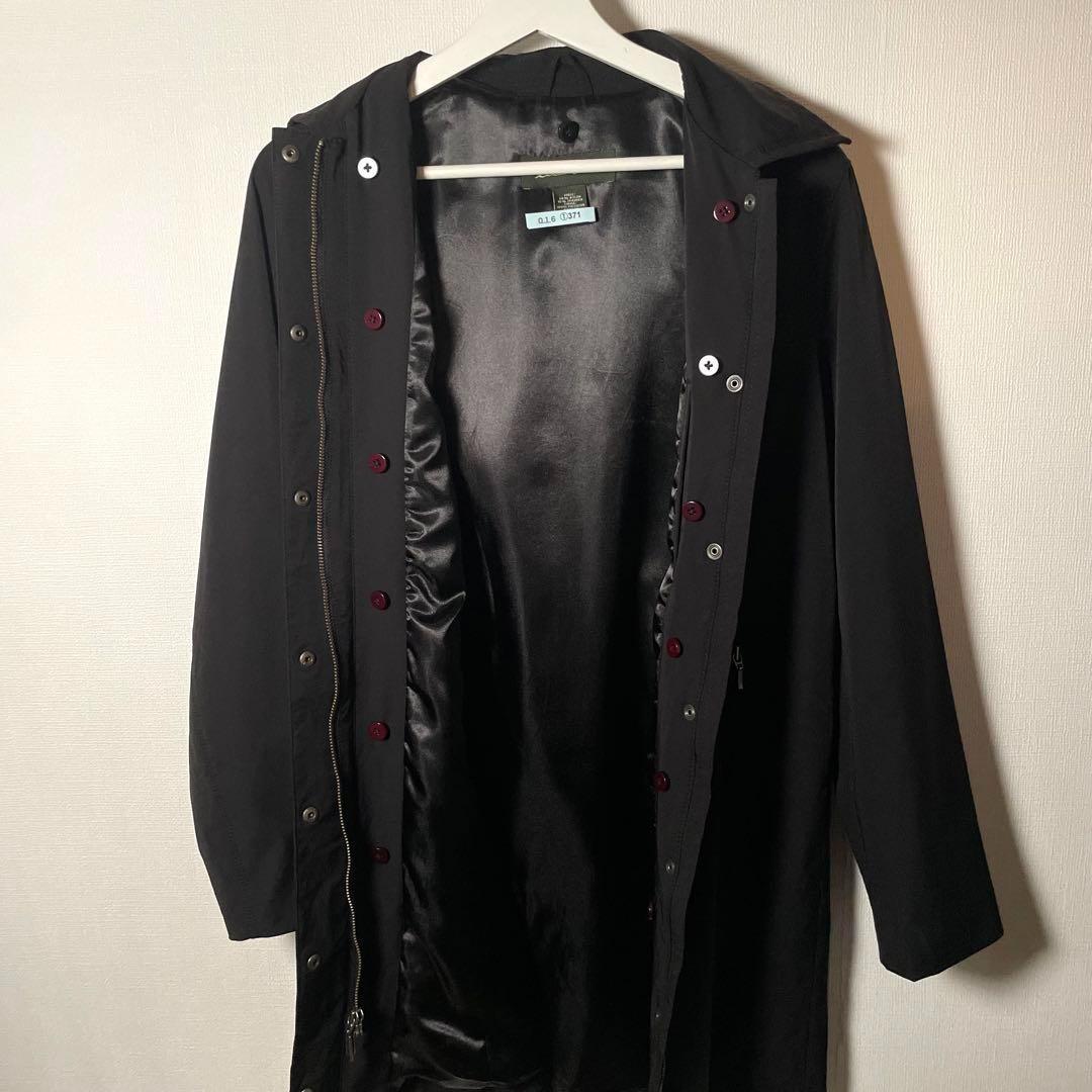 【エディバウアー】ステンカラーコート　ブラック黒　ロング丈