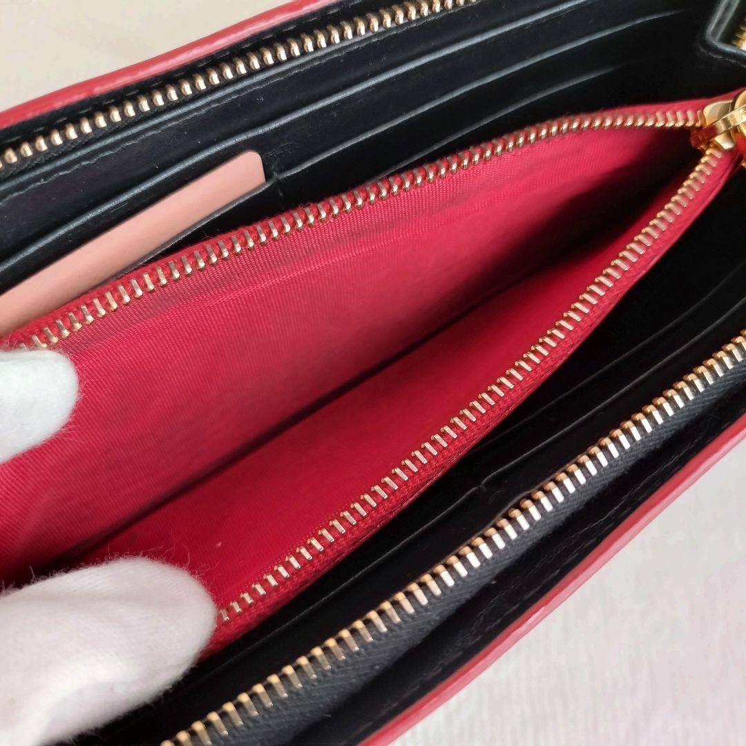 MIUMIU 長財布 リボン ゴールドロゴ ブラック バイカラー 付属品付