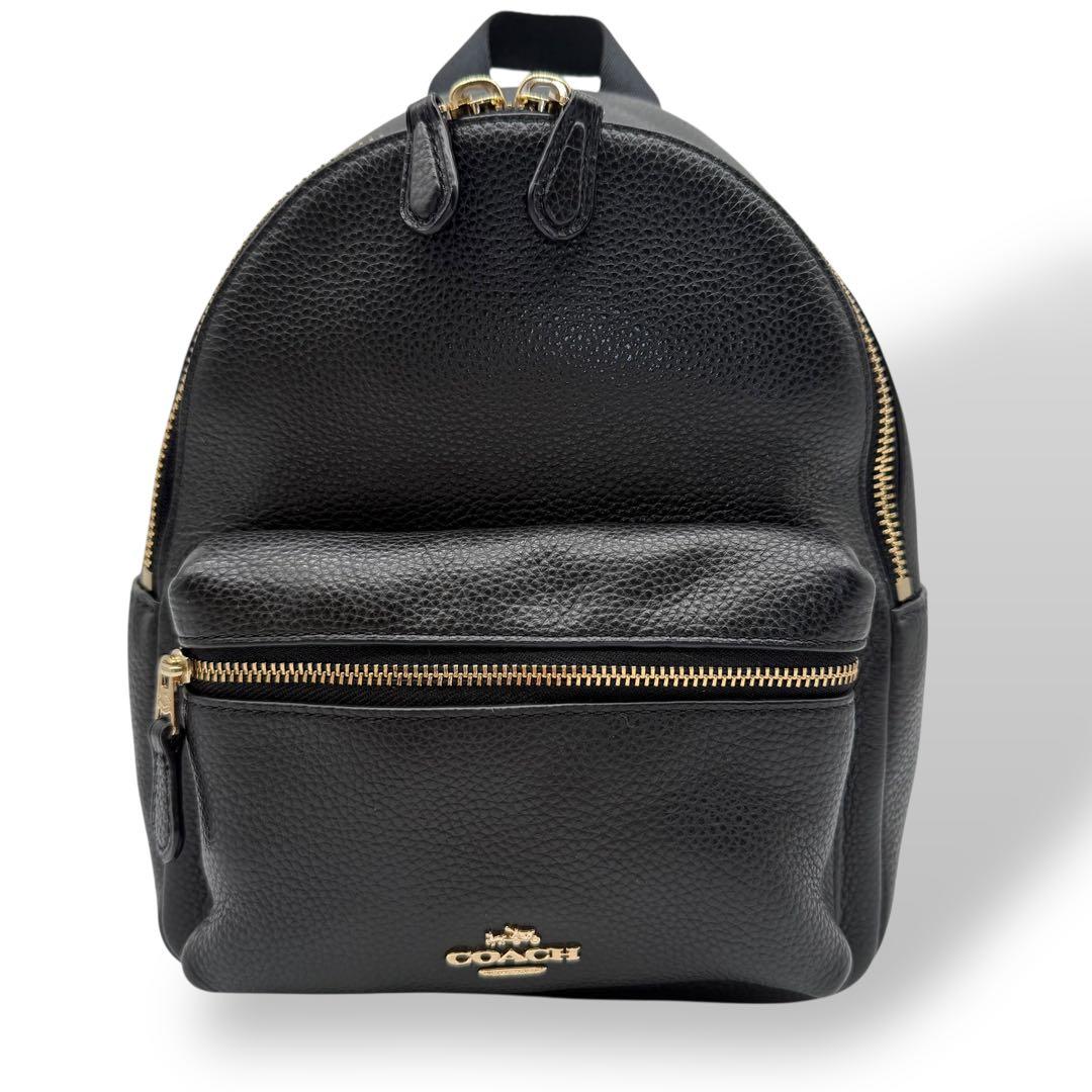 【美品】COACH コーチ リュック レザー シボ革 ブラック ミニ チャーリー
