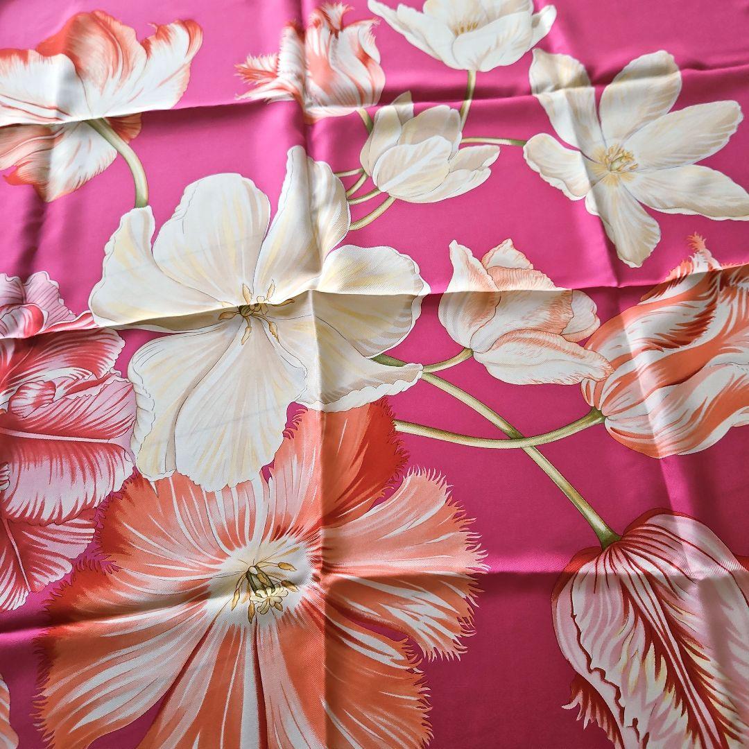 美品 フェラガモ シルク スカーフ 大判 ピンク - メルカリ