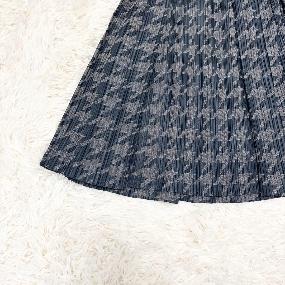 美品 プリーツプリーズ 千鳥格子 プリーツスカート グレー サイズ3