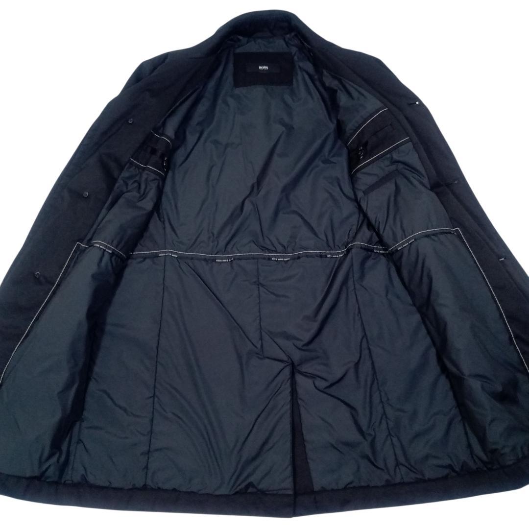 美品 HUGO BOSS ヒューゴボス ステンカラーコート 46 黒/ブラック