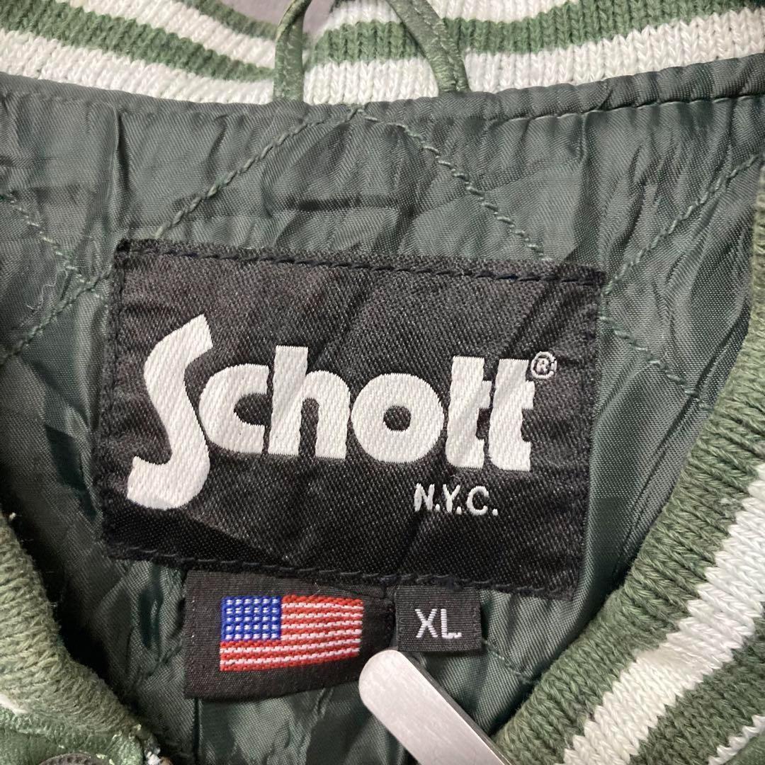 《US古着》ショット レザー スタジャン/レザージャケット 刺繍ロゴ メンズXL