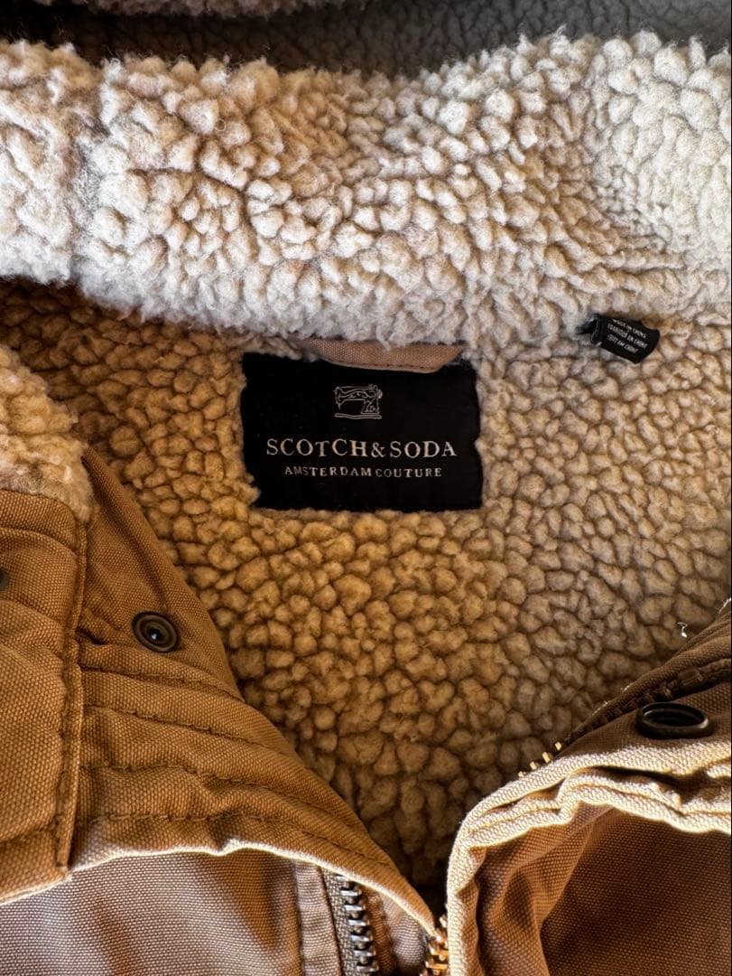 美品SCOTCH & SODA ボアライナー フーデッドジャケット キャンバス