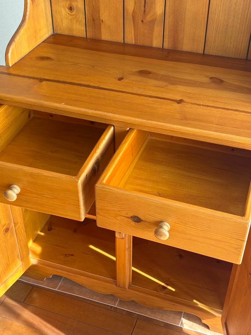 無垢材カントリーカップボード食器棚 k factory アントステラ系 送料込み