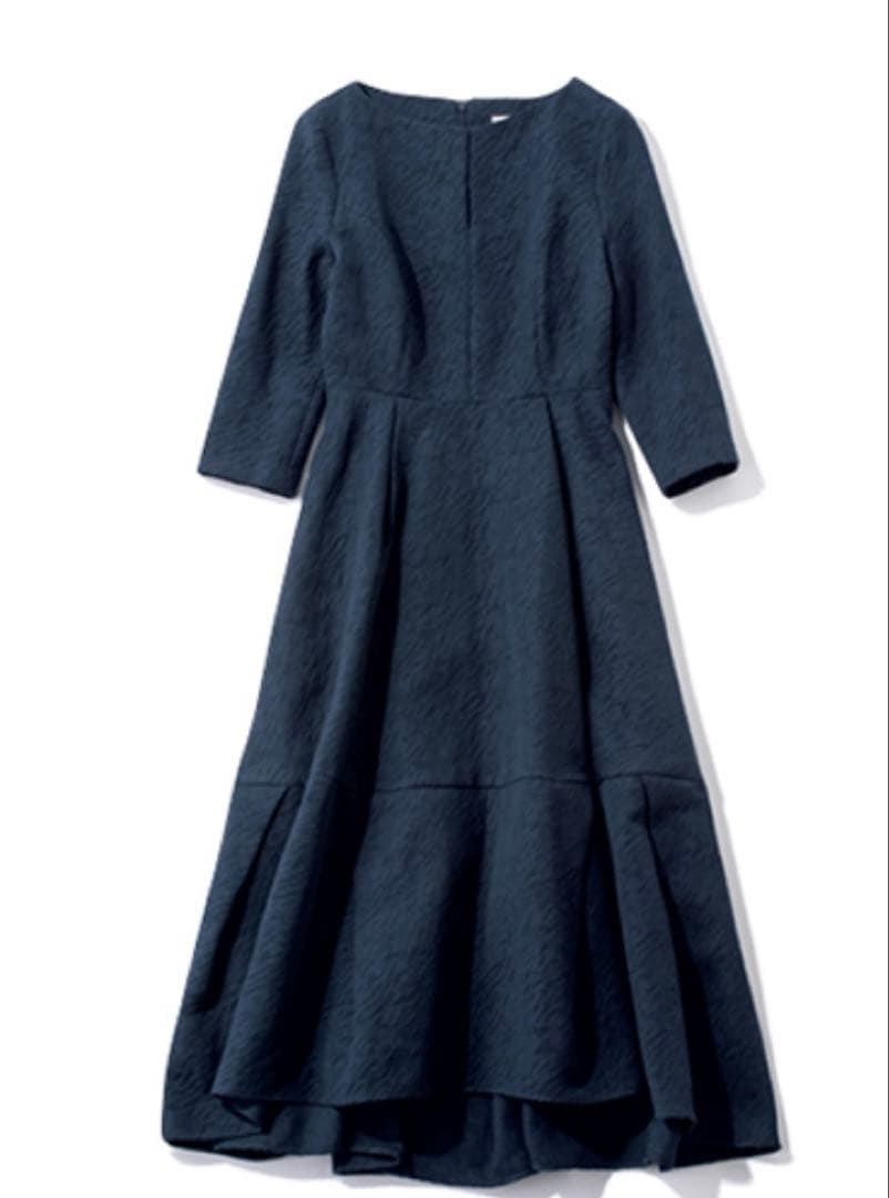 ［L'AUBE BLANC］キーネックジャガードドレス