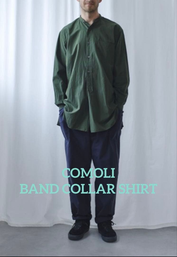 comoli 16ss バンドカラーシャツ size3 COMOLI (コモリ) バンドカラーシャツ
