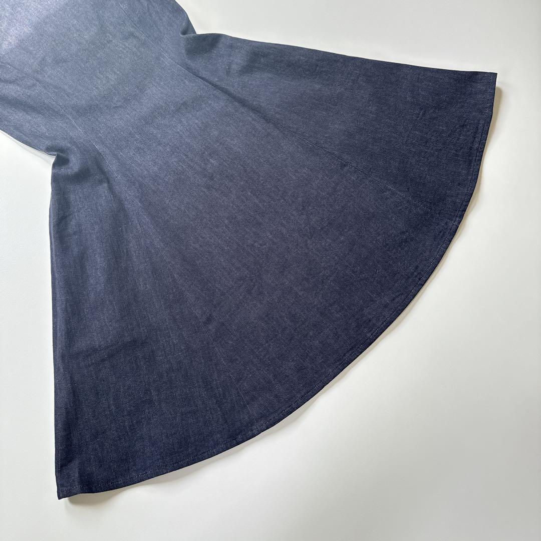 近年未使用級 フォクシーニューヨーク フレア ノースリーブ デニムワンピース