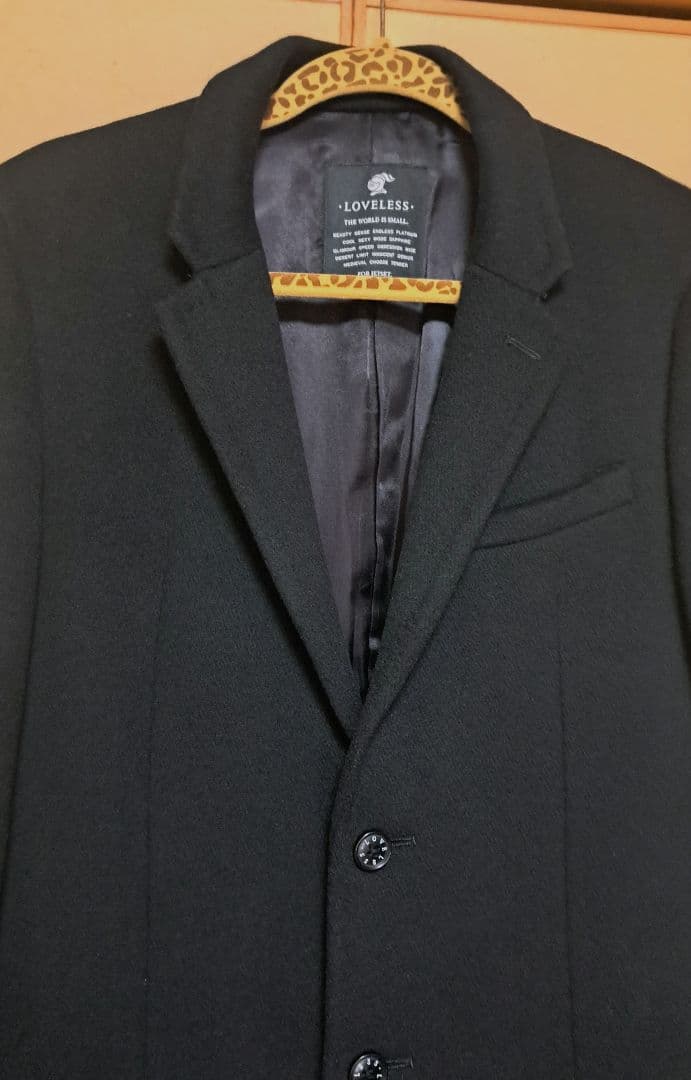 LOVELLESS チェスターコート メンズ　ロングコート　ブラック　ウール