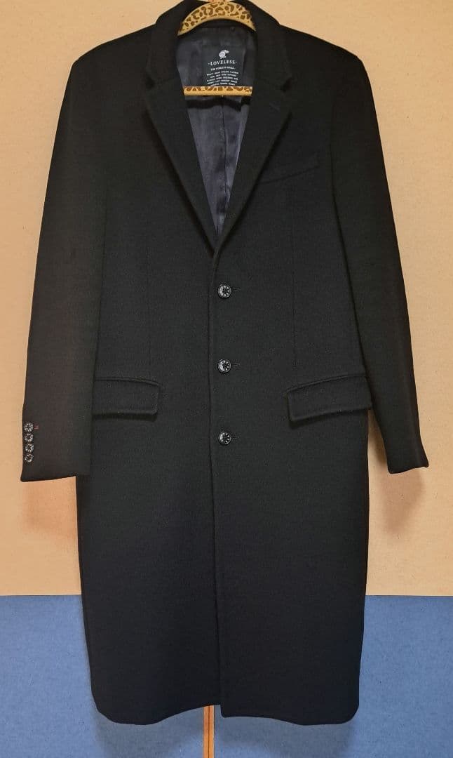 LOVELLESS チェスターコート メンズ　ロングコート　ブラック　ウール