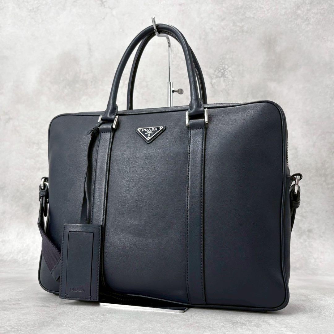 定価37万】PRADA ビジネスバッグ 2way レザー ブリーフ 三角ロゴ