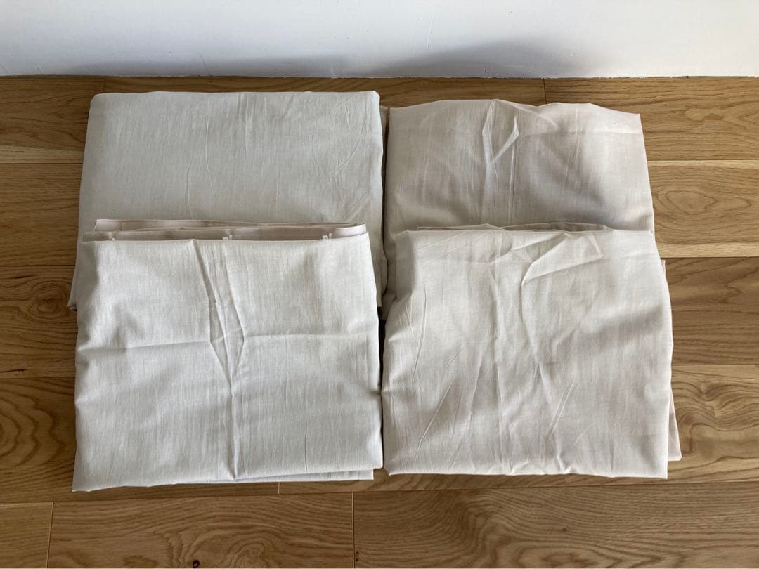 さちこ。【4枚セット】無印良品_綿洗いざらしノンプリーツカーテン生成