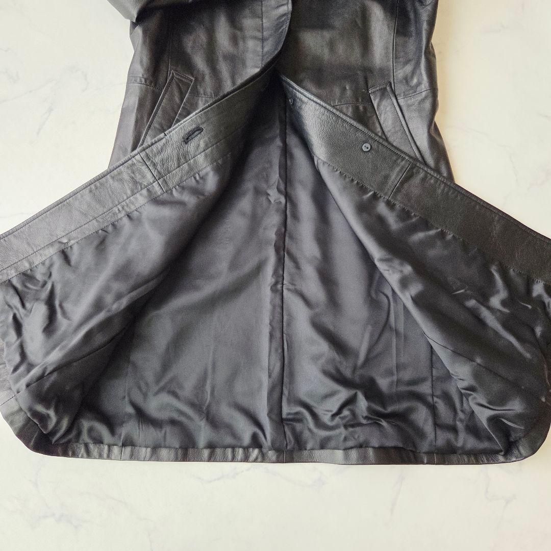 美品✨️ 北川製 BALMAIN バルマン ラムレザー ロングコート 黒 9号