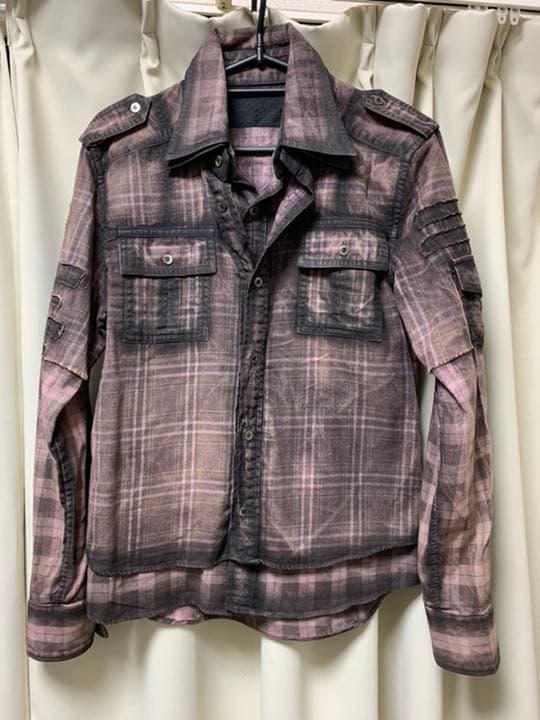 ROEN スカル　チェックシャツ　レイヤード　サイズ44 ロエン