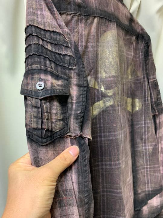 ROEN スカル　チェックシャツ　レイヤード　サイズ44 ロエン