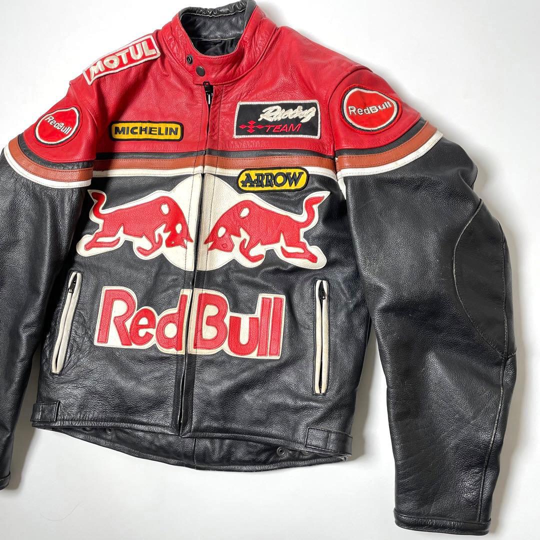 本革】RedBull レザー ライダースジャケット 黒 x 赤 L位 - メルカリ