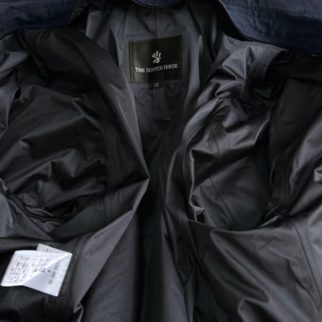 美品 スコッチハウス 長袖ダウンライナー ゴアテックス ステンカラーコートM 紺