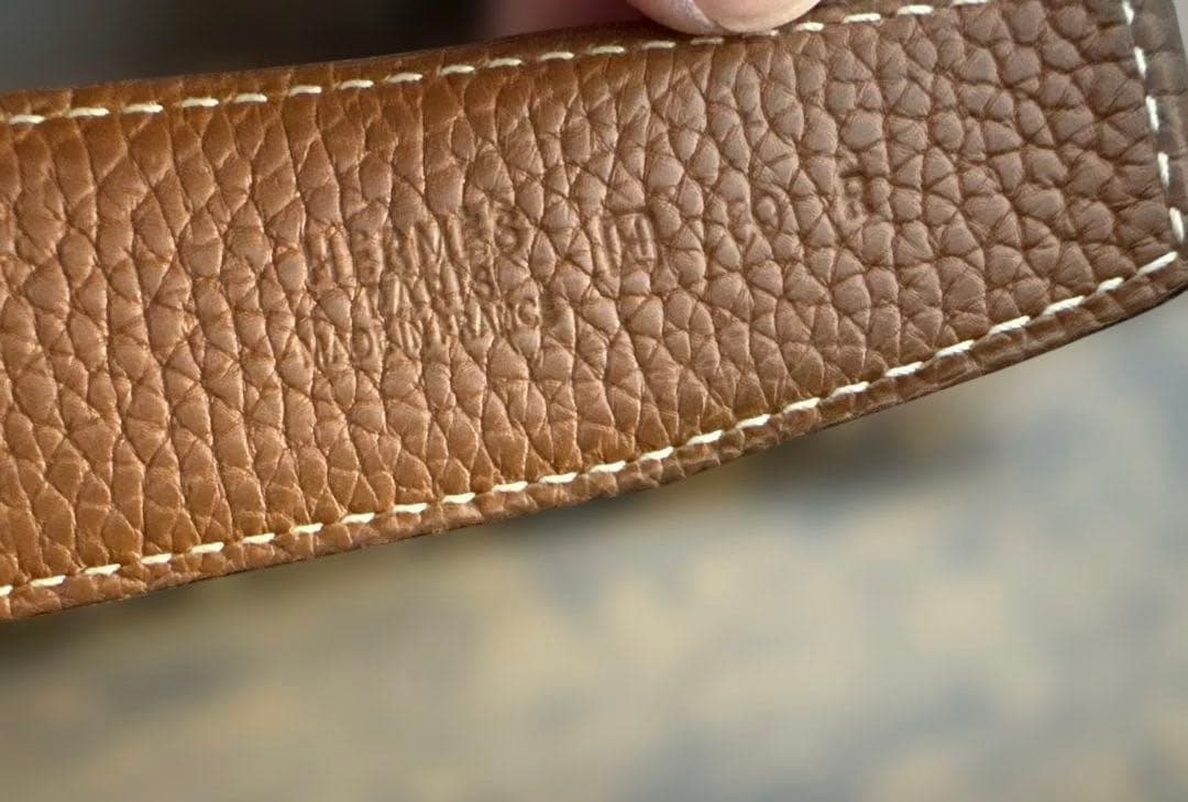 HERMES ブラックレザーベルト H字型バックル