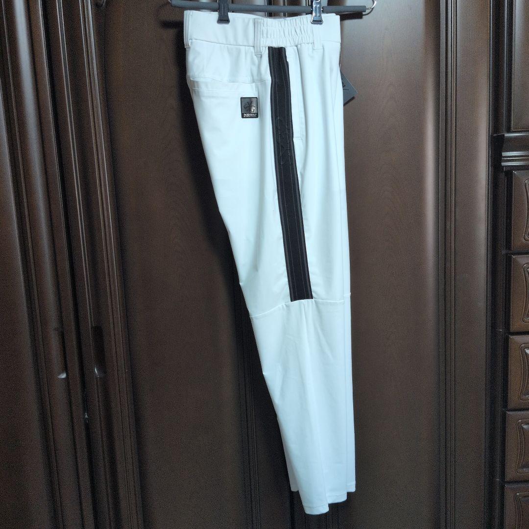 SY32:メンズ:Lサイズ:カルビコ スリム サイドラインパンツ:白/黒ライン