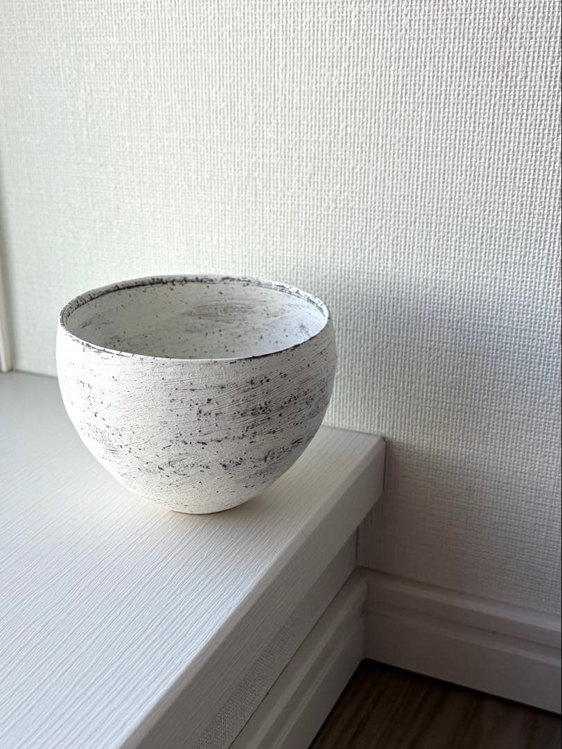 新品 二階堂明弘 焼き締め 三角鉢 丸カップ 白 希少 平鉢 小鉢 丸椀