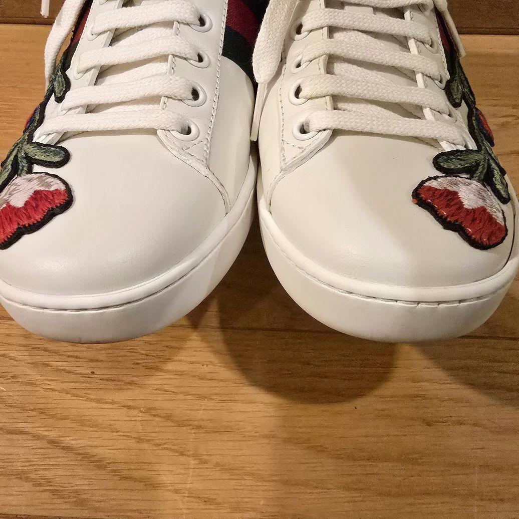 グッチ エース スニーカー シェリーライン 刺繍 花 22.5cm 431917