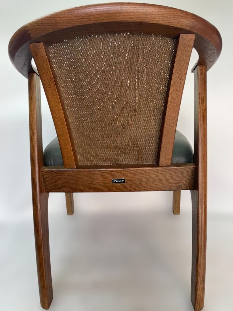maruni 天然木　牛革 ダイニングチェア 木製 グリーン　12c92