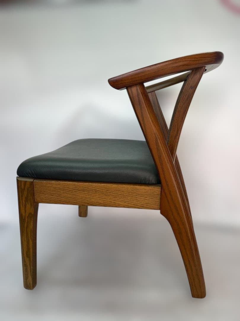 maruni 天然木　牛革 ダイニングチェア 木製 グリーン　12c92