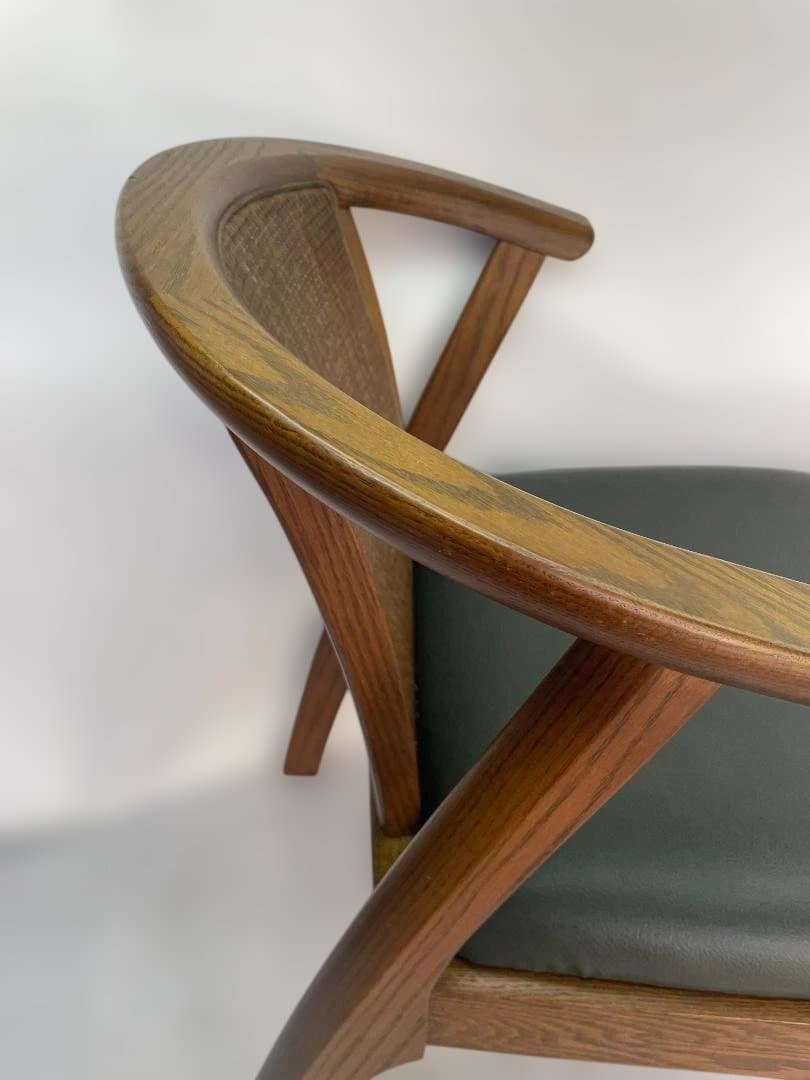 maruni 天然木　牛革 ダイニングチェア 木製 グリーン　12c92